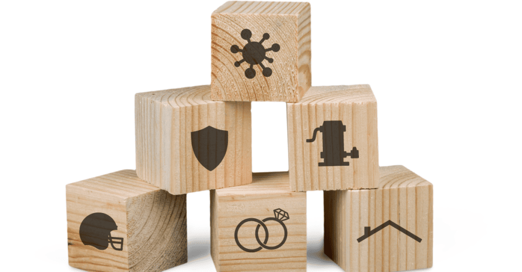 Building blocks representing different insurance endorsements available through homeowner's policies.