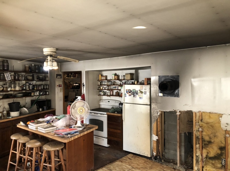 Kitchen affected by Smoke and Soot Damage