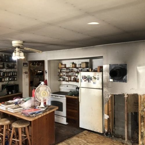 Kitchen affected by Smoke and Soot Damage